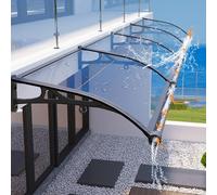 Clear Door Awning Front Door Canopy Aluminum Black Bracket Transparent Polycarbonate Board Outdoor Awning Window Rain Shelter Cover,Cover Uv Rain Snow Protection (150 x 270cm)