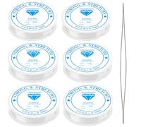 Clear Elastic for Bracelet Making,0.5mmX2, 0.8mmX2,1.0mmX2 Strong Bracelet String,6 Rolls Stretchy Bracelet Elastic for Hanging Decorations,DIY Making.