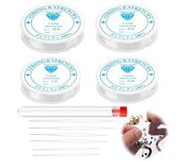 Clear Elastic for Bracelet Making, 4 Rolls Strong Bracelet Elastic Stretchy String for DIY Jewellery, Bracelets Making- Includes 0.4mm, 0.6mm, 0.8mm, 1.0mm Elastics Threads with Bead Needle