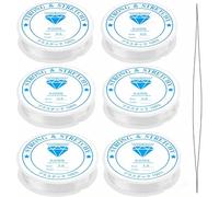 Clear Elastic Thread for Bracelets,0.5mmX2, 0.8mmX2,1.0mmX2 Strong Bracelet String,6 Rolls Stretchy Bracelet Elastic for Hanging Decorations,DIY Making.