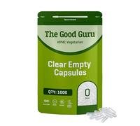 Clear Empty Capsules Size 0 | Qty 1000 Vegetarian Capsules & Vegan Capsules Empty, Gluten-Free, Non-GMO, Includes Micro Lab Spoon | The Good Guru
