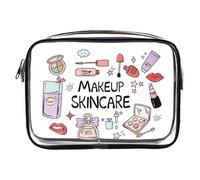 Clear Ergonomic Makeup Bag for Travel, PVC Storage with Zipper & Multi-Functional Pockets Transparent Toiletry Cosmetic Cosmetic Large Capacity Gym Bathroom Weekend Overnight Easy Wipe Multi Hanging