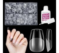 Clear False Nails Short Coffin, Venares 500 Pieces Acrylic Nail Tips for Gel Extensions, 12 Size Soft Gel Nail Tips Extension Kit Transparent Fake Nails Set