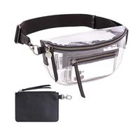 Clear Fanny Pack for Women - Fashionable Clear Bag for Stadium Events w/Privacy Pouch - Lightweight See-Through Bag w/Adjustable Strap - Stadium Approved Portable Belt Bags for Events, Black, One Size