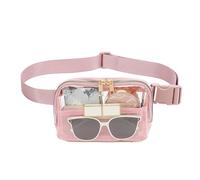 Clear Fanny Pack Women - Soupche Sporty Transparent Portable Portable Adjustable Carrier Lightweight | Running Chest Bag Transparent Hard, pink, Se référer au descriptif, Refer to description