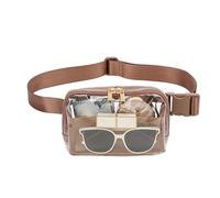 Clear Fanny Pack Women - Soupche Sporty Transparent Portable Portable Adjustable Carrier Lightweight | Running Chest Bag Transparent Hard, Brown, Se référer au descriptif, Refer to description