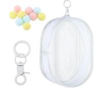 Clear Figure Display Bag with Keychain and Pom Poms, Portable Figures Storage Bag, Small Hanging Blind Boxes for Mini Figures Dolls, Waterproof and Dustproof Doll Protective Case