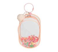 Clear Figure Display Bag With Keychain For Stuffed Animal Doll OB11 Plush Toy Display Case Carrying Case Clear Keychain For Figure Doll Collectors Drawstring Bag with Zipper (Pink, One Size)