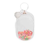Clear Figure Display Bag With Keychain For Stuffed Animal Doll OB11 Plush Toy Display Case Carrying Case Clear Keychain For Figure Doll Collectors Satin Drawstring Bags Colors (White, One Size)