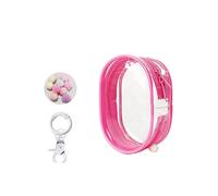 Clear Figure Display Bag with Keychain, Mystery Box Mini Figures Carrying Case Bag Pouch Keychain Charms for Collectibles (Pink, Oval)