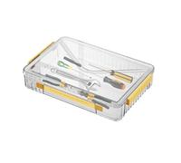 Clear File Box with Lid, Transparent File Storage Box, Portable Project Case, Stackable File Box Organiser with Lid and Handle for Collection of Documents on the Desk
