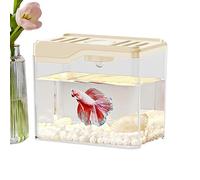 Clear Fish Tank - Quiet Desktop Aquarium for Work, Lightweight Stable Fish Tank | Bowl Room Features Colourful LED Lights for Family Friends Colleagues