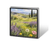 Clear Flower Fields Aluminum Alloy Square Lapel Badge