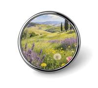 Clear Flower Fields Round Alloy Clothing Brooch