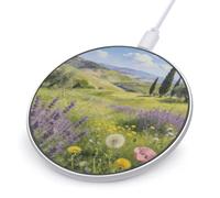 Clear Flower Fields Round Fast Wireless Charging Pad