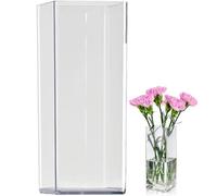 Clear Flower Vase 10x5 Inch Square Tall Flower Vase Easy Monitoring Acrylic Planter for Floral Arrangement, Hydroponic Plant & More Clear