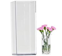 Clear Flower Vase, Square Tall Flower Vase, Acrylic Planter for Floral Arrangement, Hydroponic Plant & More/10x5 Inch