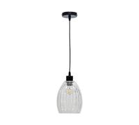 Birch - Clear Fluted Glass with Black Pendant Fitting First Choice Lighting Black One Size