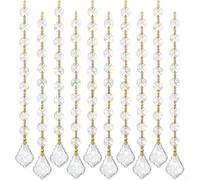Clear for CRYSTAL Teardrop Ornaments, 10PCS Glass Beads for Hanging Garlands, Chandelier Replacement Chains, Festive Decor for Weddings, Christmas, Home, Gold, 25cm