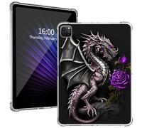 Clear for iPad Pro 13 Inch Case M4 2024 7th Gen, Ultra-Thin Lightweight with Soft TPU Bumpers, Shock & Drop Protection with Pencil Holder Case for iPad Pro 13 Inch Case M4, Purple Dragon Rose