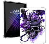 Clear for iPad Pro 13 Inch Case M4 2024 7th Gen, Ultra-Thin Lightweight with Soft TPU Bumpers, Shock & Drop Protection with Pencil Holder Case for iPad Pro 13 Inch Case M4, Purple Dragon Rose Skull