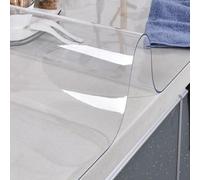 Clear/Frosted PVC Table Pad Plastic Desk Protector Cover, Waterproof Washable Tablecloth Desktop Mat for Home Kitchen Office (90x40cm,Transparent)