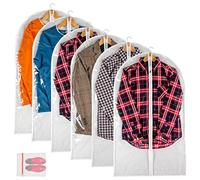 Clear Garment Bag Suit Bags for Closet Storage, Vinyl Garment Bags for Hanging Clothes, Coat Covers for Closet with Zipper and Plastic Garment Bags for Hanging Clothes - 24'' X 40''/6 Pack