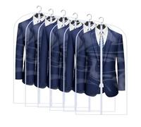 Clear Garment Bags (100CM Set of 6) Garment Bags for Hanging Clothes, Lightweight Full Zipper Suit Bags Cover for Closet Clothes Storage