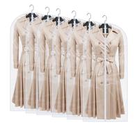 Clear Garment Bags (140CM Set of 6) Garment Bags for Hanging Clothes,Wedding Dress Garment Bag with Full Zipper for Closet Storage