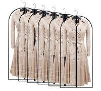Clear Garment Bags (140CM Set of 6) Garment Bags for Hanging Clothes,Wedding Dress Garment Bag with Full Zipper for Closet Storage