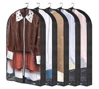Clear Garment Storage Bags Set Of 5, Hanging Clothes Covers 23.6 X 3.9 X 39.4 In For Jackets, Coats, Dresses, Dustproof Organizer Bags