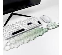 Clear Gel Wrist Rest for Keyboard and Mouse, White Green Cloud Keyboard Wrist Rest Set, Cute Ergonomic Silicone Wrist Rest for Computer Keyboard 60%/68%/75%