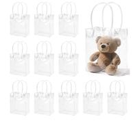 Clear Gift Bags,12 Pack Clear Pvc Gift Bags With Handle,Transparent Bouquet Gifts Bag,Square Transparent Gifts Bag With Handles,For Perfume,Bakery,Presents,Birthdays,Weddings,Parties,13×15×7cm