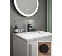 Clear Glass Bathroom Splashback 250mm x 600mm x 4mm - Matt Black Cap - Sink/Basin Back Panel