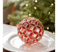 Clear Glass Baubles 8cm Shatterproof Holiday Decoration(A Style) | clear glass, safe for pets and kids, lightweight design, fits standard hooks, holiday essential