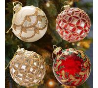 Clear Glass Baubles 8cm Shatterproof Holiday Decoration(ABCDStyle) | clear glass, safe for pets and kids, lightweight design, fits standard hooks, holiday essential
