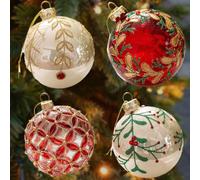 Clear Glass Baubles 8cm Shatterproof Holiday Decoration(ACDEStyle) | clear glass, safe for pets and kids, lightweight design, fits standard hooks, holiday essential
