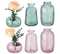 Clear Glass Bud Vase for Flowers, Stylish Single Stem Elegant Wedding Table Centrepiece Decorations Window Sill Decor, Garden Parties, Summer Dining, Mantle Styling, and Gifting 12cm