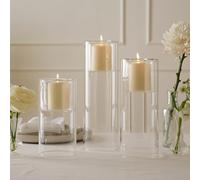 Clear Glass Candle Holders, Set of 3 Tealight Pillar Holders for Wedding Tables