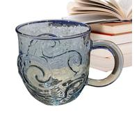 Clear Glass Coffee Cups with Wave Shape Handle | For Morning Drink Rituals Coastal Home Dining Room Study Relaxation Coffee Shelf Style Display Hotelleri