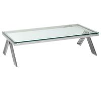 Clear Glass Coffee Table With Stainless Steel Legs,Silver Finish Coffee Table,Lounge Table, Patio Table Interiors by Premier Clear One Size