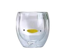 Clear Glass Coffee & Tea Cups: See-Through Mugs for Hot Beverages - Microwave Safe, Stackable, Home & Office Use(Duck)