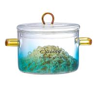 Clear Glass CX - Heat Resistant Slow Cooker, 900ml Gradient Cooking Pot | Reliable Household Stove Safe Food Prep Vessel, Glass Noodles