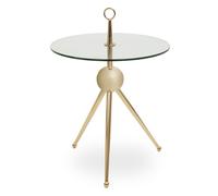 Clear Glass Gold Frame Side Table, Stylish Design End Table with Tripod Metal Legs, Rose Gold Corner Table Premier Housewares Gold One Size