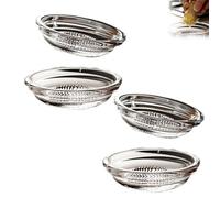 Clear Glass Grinder with Ergonomic Grip, Multipurpose Dipping Dish for Garlic Ginger Herbs, Easy-Clean Kitchen Accessory for Daily Cooking & Meal Prep (Silver 4 Pieces)