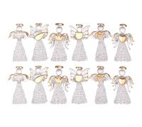 Clear Glass Hanging, 12PCS Mini Christmas Ornaments Transparency Hanging Glass Angel Art Prayer Guardian Angel Ornaments for Christmas Tree Indoor Outdoor Religious Decoration