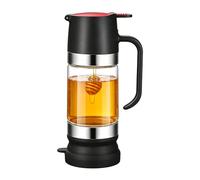 Clear Glass Honey Syrup Dispenser, One Hand Use No Drip Maple Syrup Container, Boutique Kitchen Tool for Coffee Shop Restaurant Home Use (300ml Black)