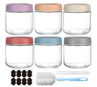 Clear Glass Jar with Screw Lid Leakproof Overnight Oats Container 6 Pack 300ml/10oz Wide mouth Mason Salad jars Reusable Food Jars Cereal Milk Vegetable Jam Protein Porridge Clear Storage Containers
