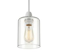 Clear Glass Lamp Shade Cylinder 15cm x 14cm E27 - Modern Ceiling Pendant Light Shade Replacement, Transparent Glass Lampshade for Table, Floor & Hanging Lights