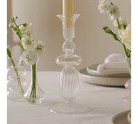 Clear Glass Large Candle Holder, Ribbed Design for Wedding Dinner Table